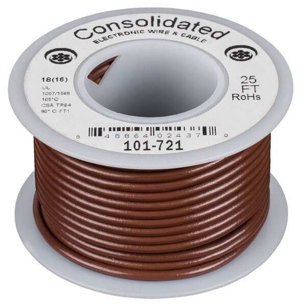 Main product image for Consolidated Stranded 18 AWG Hook-Up Wire 25 ft. Bro 101-721